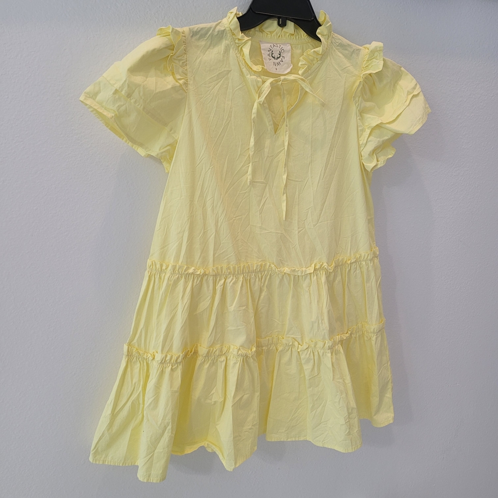 Fantastic Fawn Light Yellow Ruffle Mini Dress Size S - Picture 3 of 10